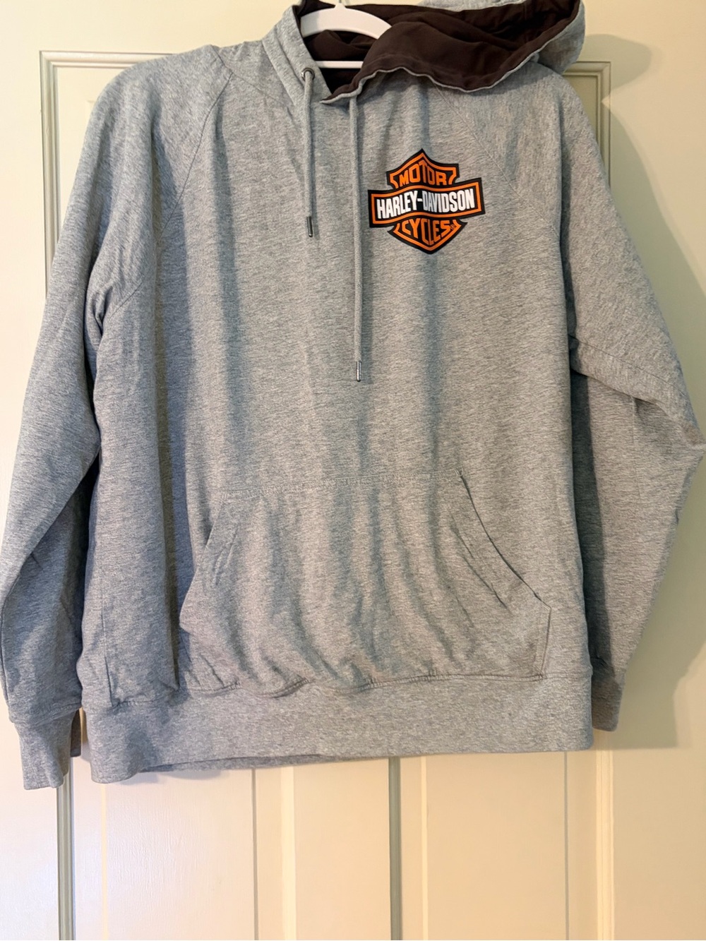 Harley-Davidson Gray Crewneck Hoodie with Orange Logo